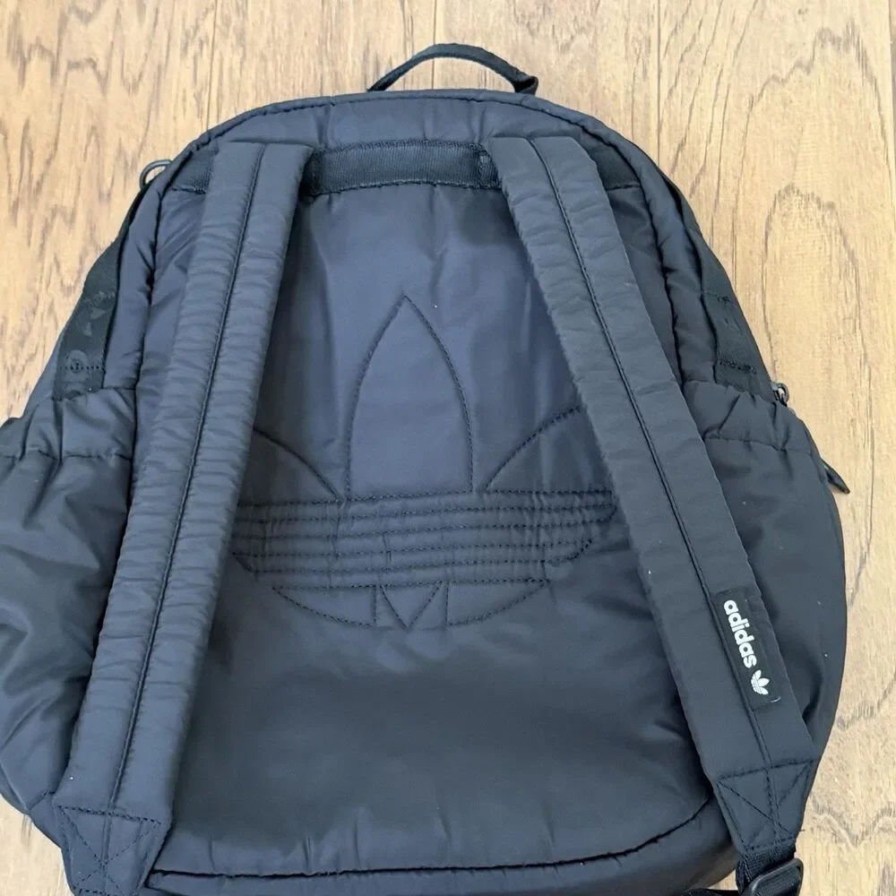 Adidas Originals Puffer Backpack Black Quilted Trefoil Logo Bag
